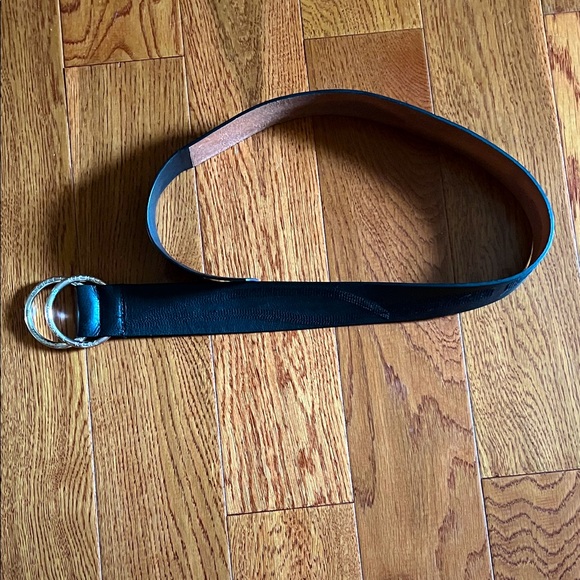 Michael Kors Black Belt 2” wide with Silver Ring Buckles M/L good guc - Picture 1 of 11